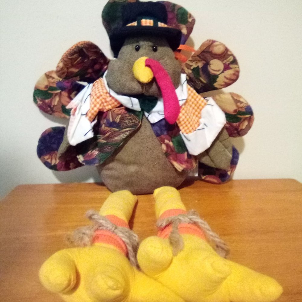 Thanksgiving Tom Turkey Shelf Sitter Autumn Harvest Decor